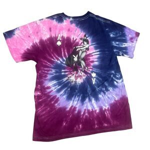 Purple Tie Dye Playboy Bunny Alt Retro Hippie Indie Streetwear Skater T-Shirt S
